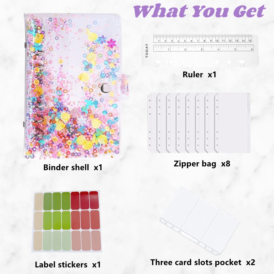 Cover Binder Loose Leaf 6 Ring Ukuran A6 Bahan PVC Transparan Dengan Resleting