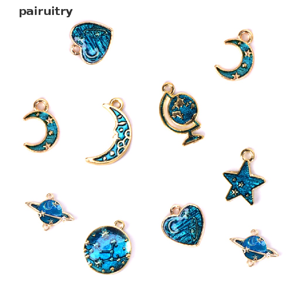 Prt 10Pcs / Set Liontin Enamel Alloy Seri Universe Charms Untuk Kerajinan Tangan DIY PRT