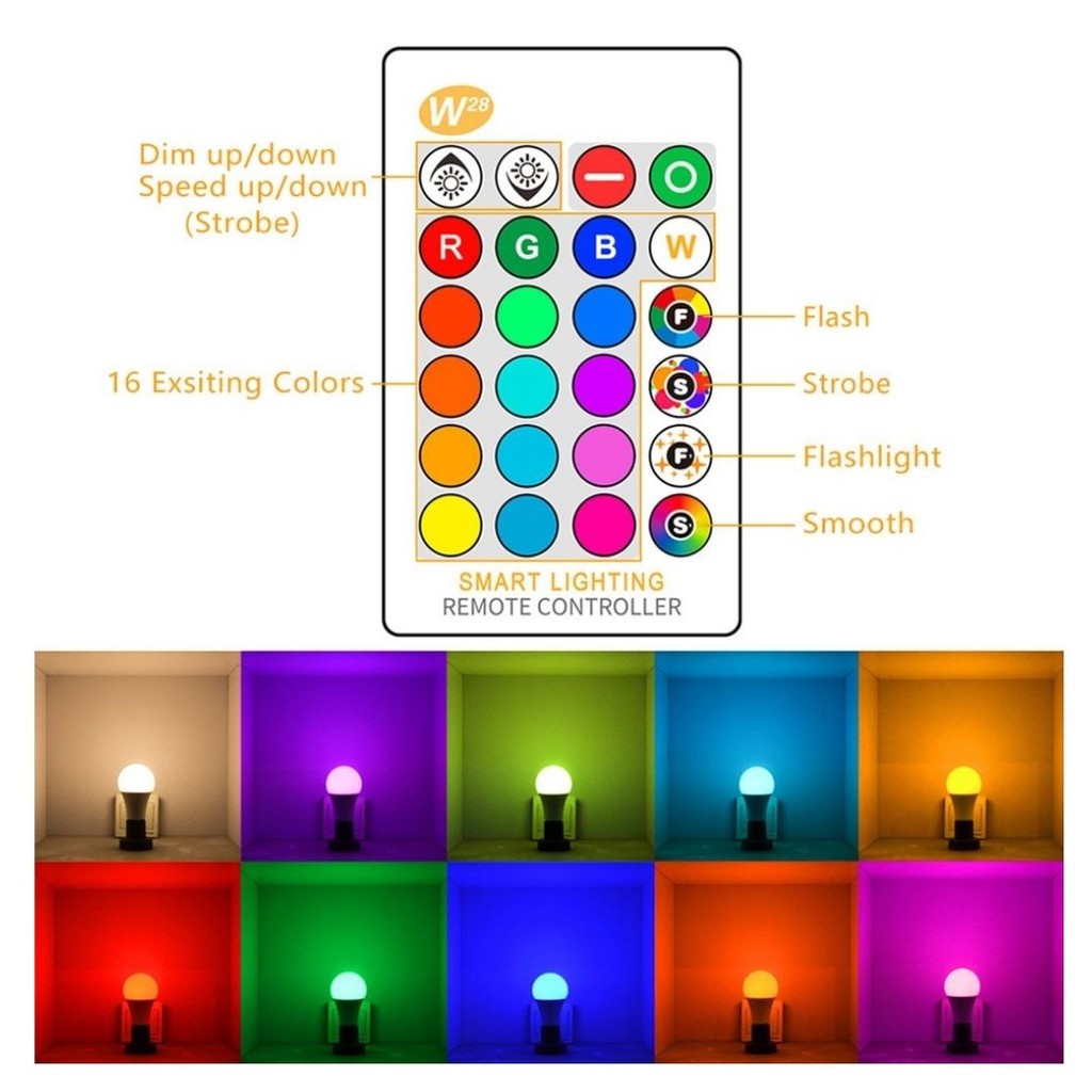 Smart Magic Lampu Bohlam RGB Warna Warni Remote Unik Ajaib 111152