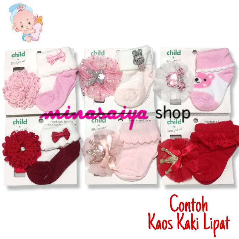 Set Kaos Kaki dan Bandana Bayi Perempuan