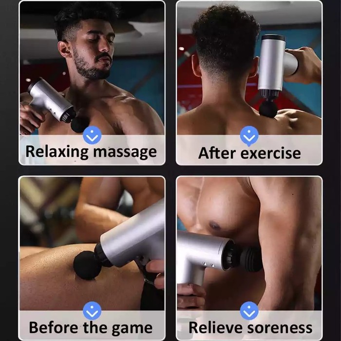 Fascial Gun Massage Gun Alat Pijat Getar Terapi Otot Therapy Massager Gym Pembentuk Otot 5 Head