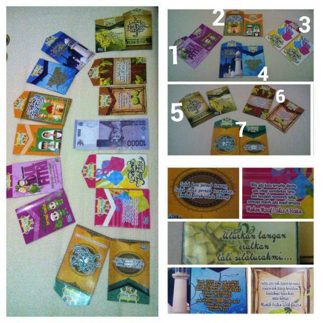 

Amplop lebaran bebas milih motif mesjid dan kaligrafi/amplop