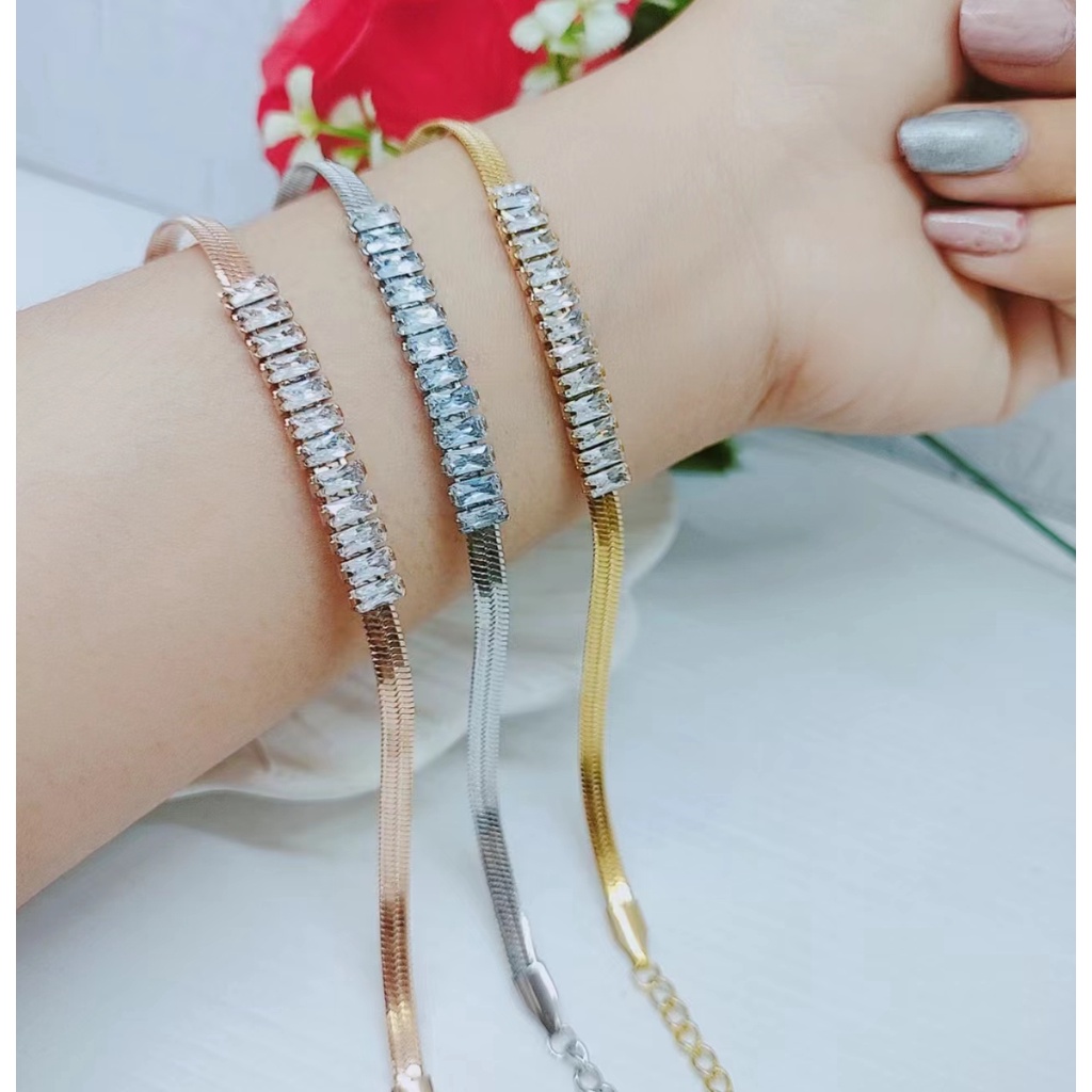 Gelang Titanium Permata Full Perhiasan Fashion T0140