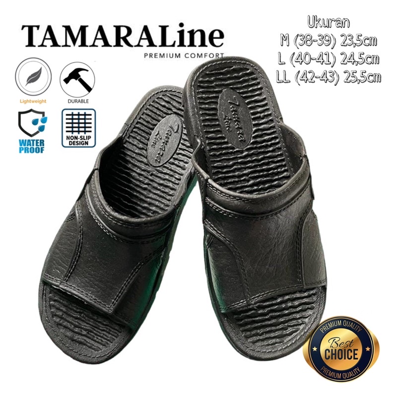 Sandal Selop Slide Slip on Karet Pria Dewasa / Remaja - TAMARALINE 120 / Bahan Premium Lentur Empuk Ringan Kuat Anti Slip Anti Air Model Sandal Casual Santai Rumah Hotel Outdoor Kamar Mandi Murah Original