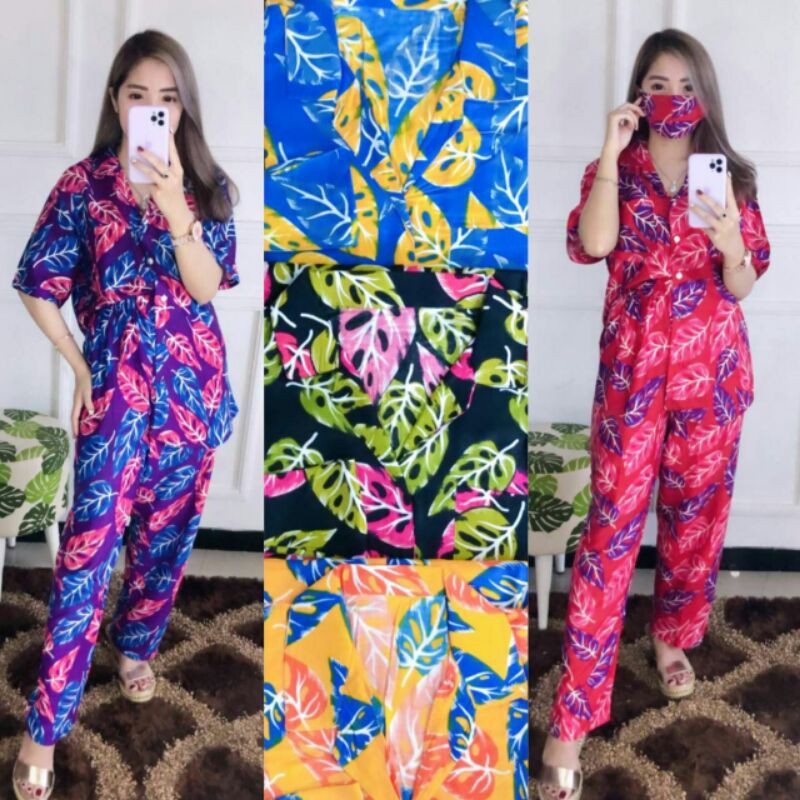 Nqangel Piyama Dewasa CP Daun Janda Bolong