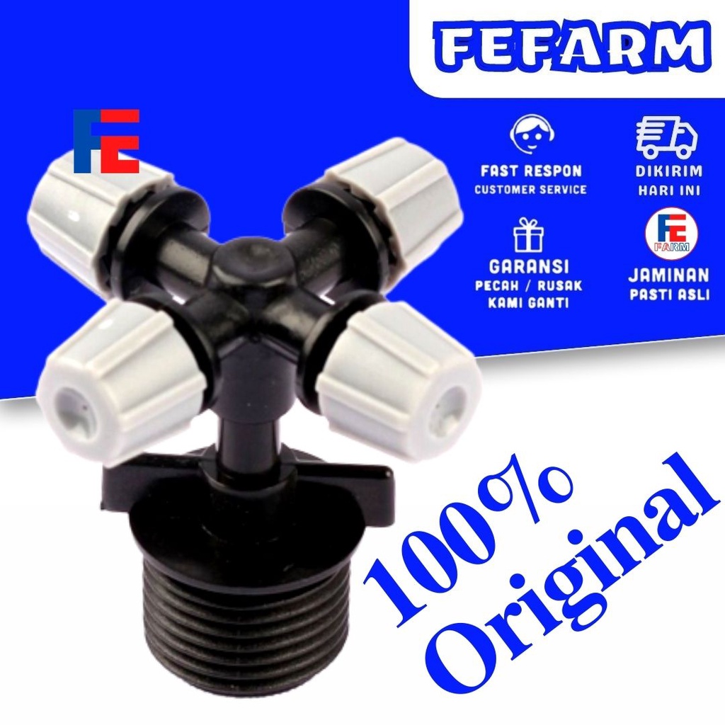 SPRINKLER SPRAYER HEAD 4 WAY MIST NOZZLE MISTI Fitting Drat Setengah Inchi Abu-Abu 4 arah