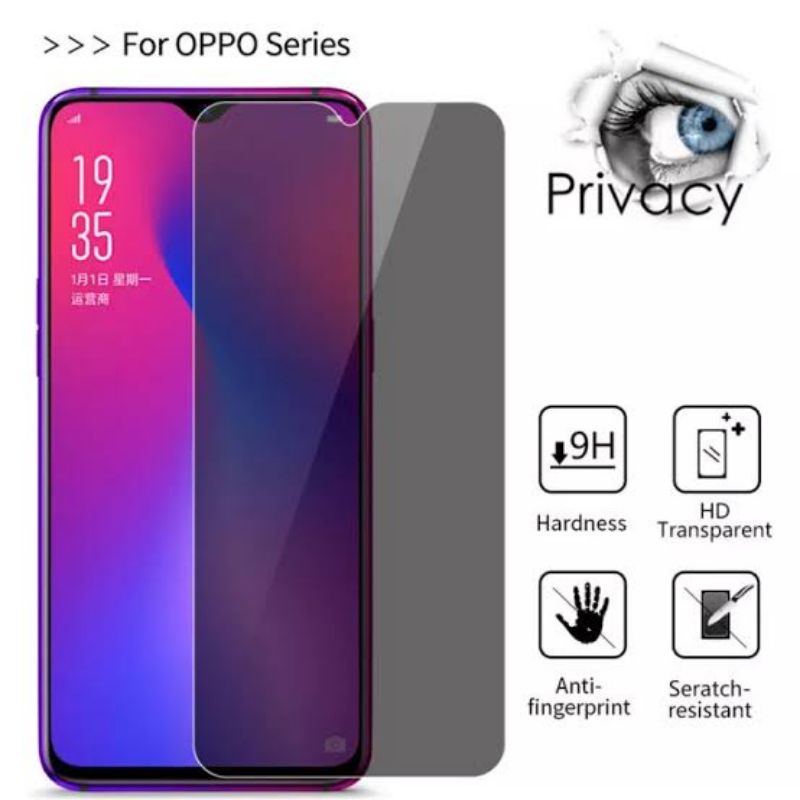 Tempered Glass Anti Spy Oppo A5s/F9/A7/A12/A15/A15s/A16/A31/A5/A9 2020 Anti gores Spy KACA