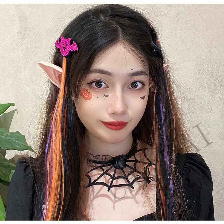 Jepit Rambut Model Kartun Dengan Wig Warna-Warni Gaya Korea Untuk Cosplay Halloween