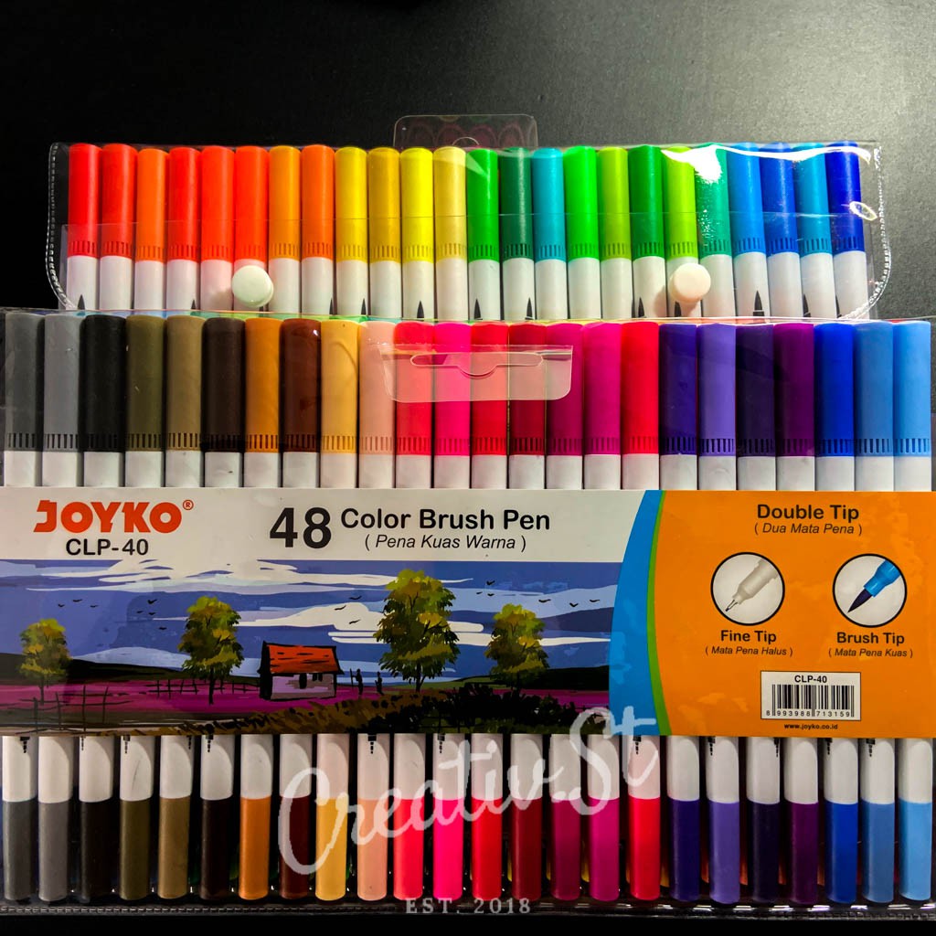 

H7Y JOYKO Brush Pen 48 Warna Brush + Pen Clp-40 Set Spidol Kaligrafi