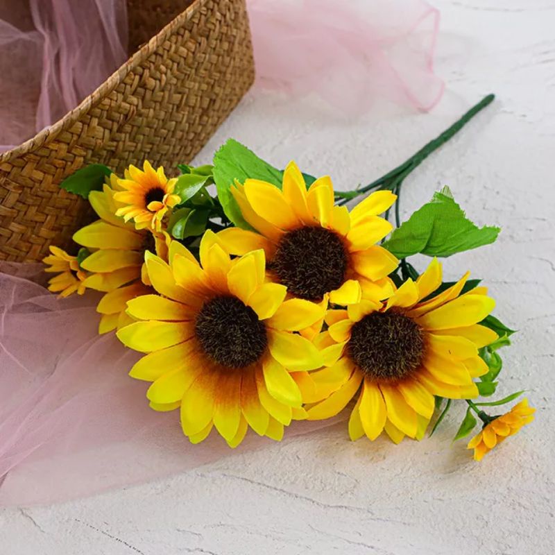 ARTIFICIAL FLOWER - SUNFLOWER - BUNGA PLASTIK DEKORASI HAND BOUQUET PREMIUM