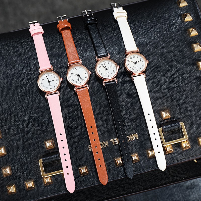 Jam Tangan Wanita Kecil Analog Quartz Dengan Strap PU Leather Fashion Casual Import