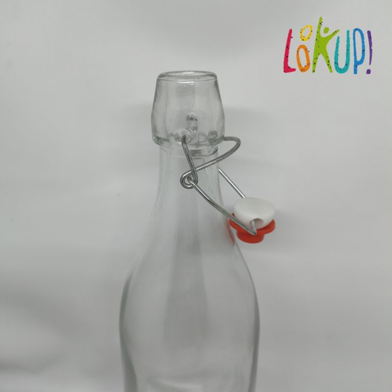 BOTOL KACA JEPIT tutup  merah / SWING BOTTLE RED