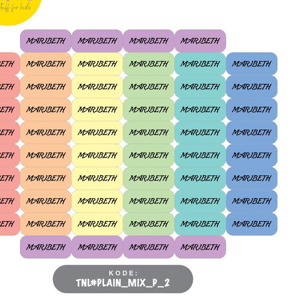 

☋ Sticker Label Nama anak plain series (F) ♂