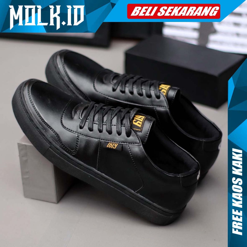 MOLK Sepatu Casual Formal Pria Hitam Kulit Sintetis Kerja Kantor Kuliah Original Footwear