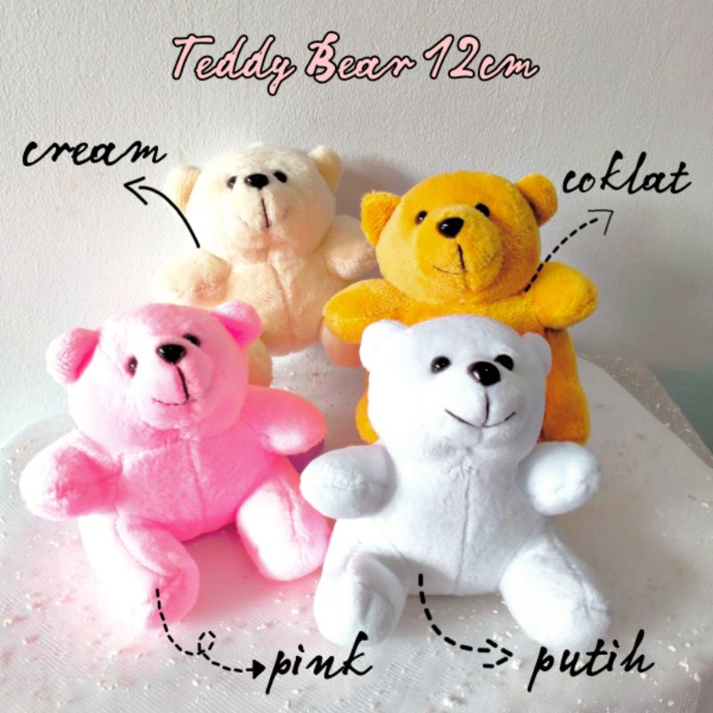 BONEKA TEDDY BEAR 12CM POLOS / PIALA BONEKA / BONEKA KECIL / SOUVENIR