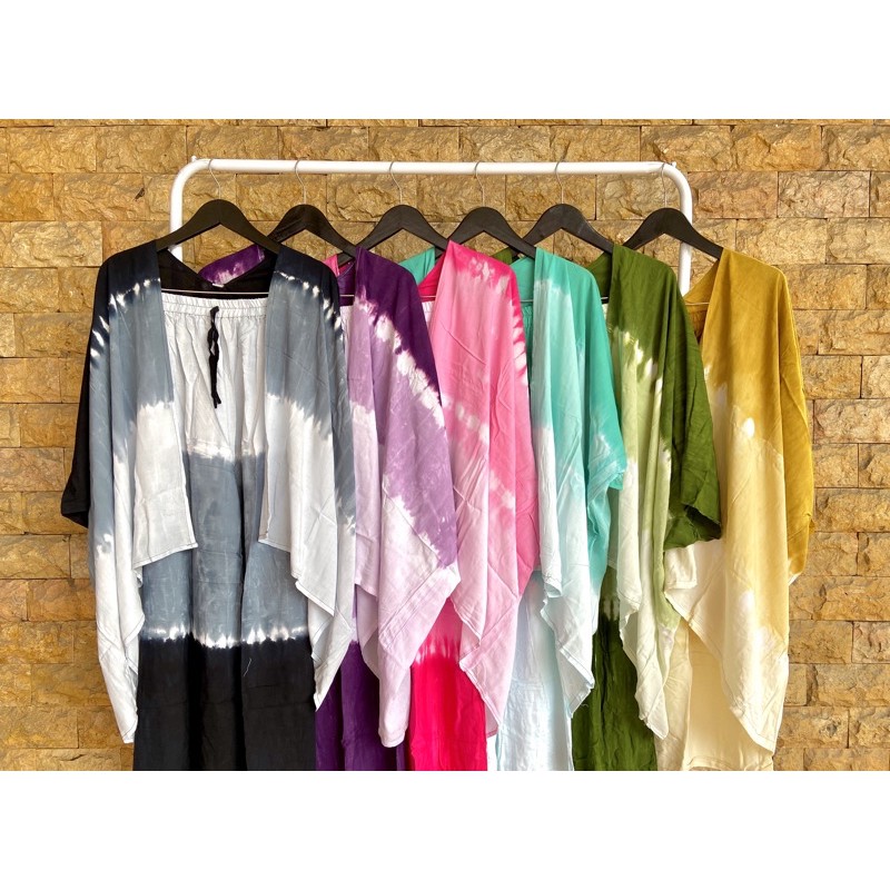 Set cardigan kulot tie dye gradasi