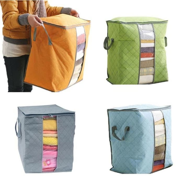 Bamboo Storage Box Bag Organizer Tempat Penyimpanan Baju