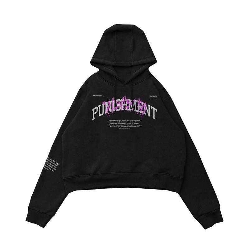 Sweater Hoodie Crop Punishment Punished Black Unisex