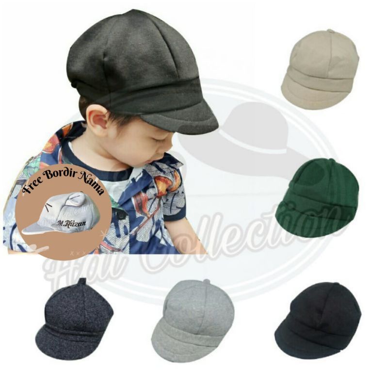 Topi Bayi Anak Balita Apollo Bahan Kaos Topi Pet Anak Newsboy
