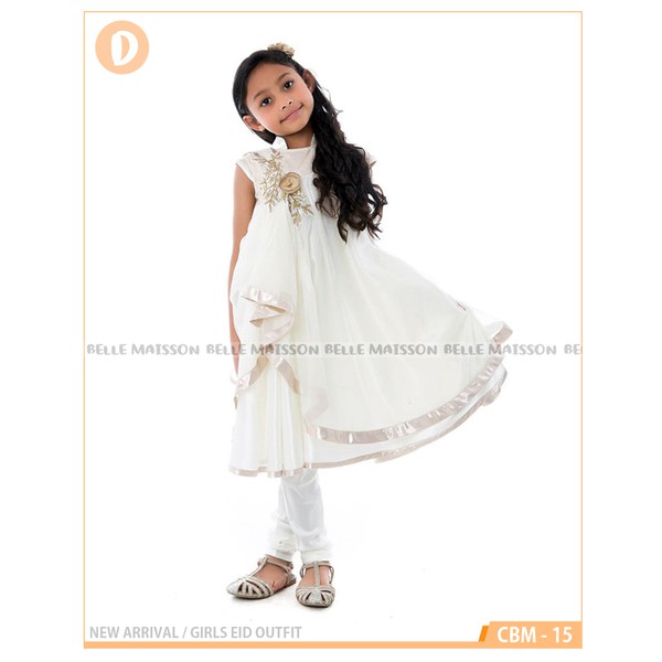 Import CBM15 H Besar Kecil Baju Pesta Anak Kostum Sari India Muslim Putih Legging