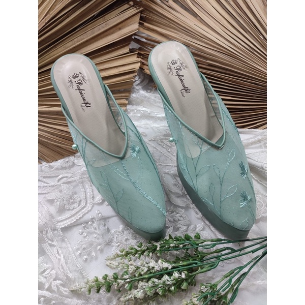 sepatu pesta johana wanita wedding sage green 12cm