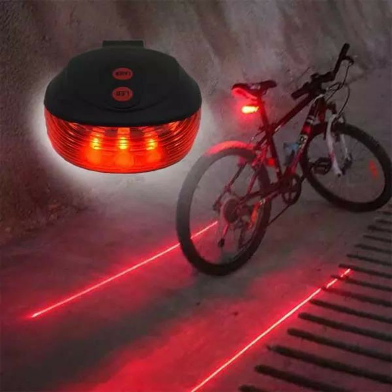 Lampu LED laser merah belakang sepeda gunung TAFFLED Bicycle strobe laser tail light