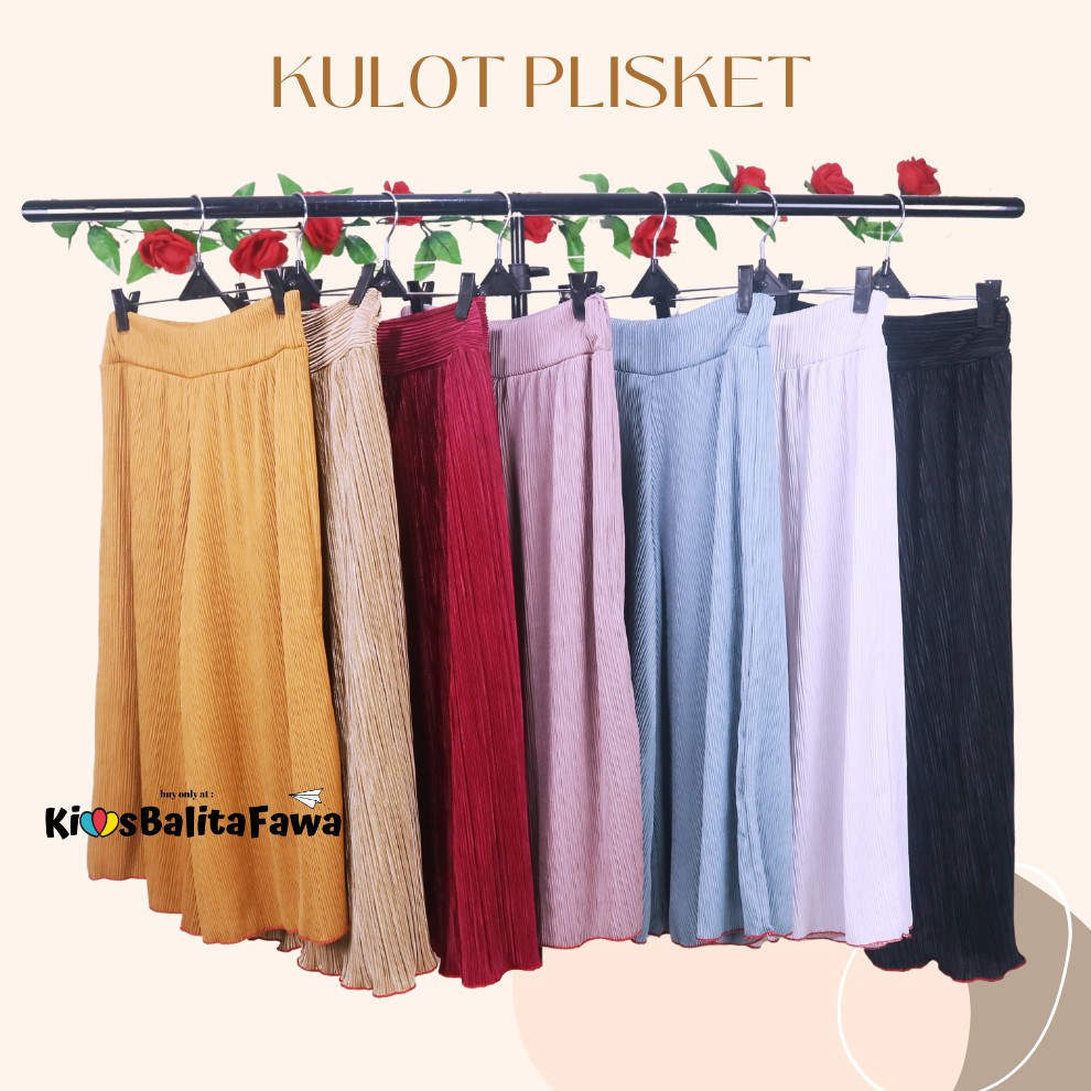 Kulot PLISKET Wanita fit to L / Kulot Panjang 7per8 Cullotes Pants Celana Polos Adem Bawahan