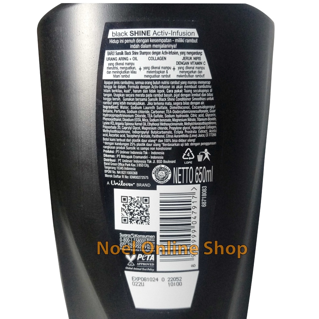 𝗦𝘂𝗻𝘀𝗶𝗹𝗸 Shampo 𝗦𝗼𝗳𝘁 &amp; 𝗦𝗺𝗼𝗼𝘁𝗵 / 𝗕𝗹𝗮𝗰𝗸 𝗦𝗵𝗶𝗻𝗲 𝟲𝟱𝟬𝗺𝗹 650 ml