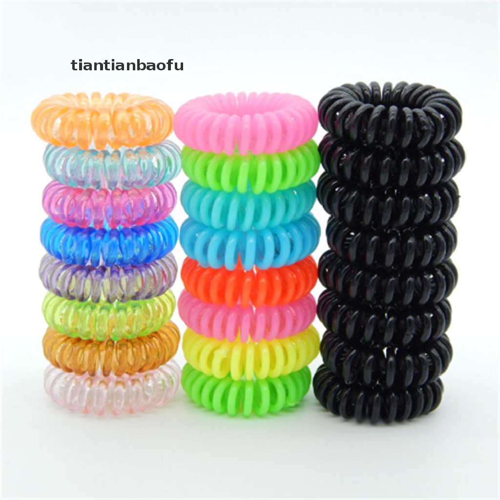 [tiantianbaofu] 10 Pcs Plastic Hair Ties Spiral Hair Ties No Crease Coil Hair Tie Ponytail Boutique
