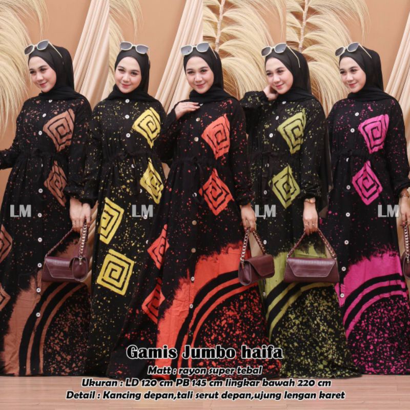 GAMIS RAYON SUPER PREMIUM MOTIF ABSTRAK MALAMAN (KASAIDA) LD 120 JUMBO RESLETING DEPAN BUSUI FRIENDLY HOMEDRESS WANITA KEKINIAN