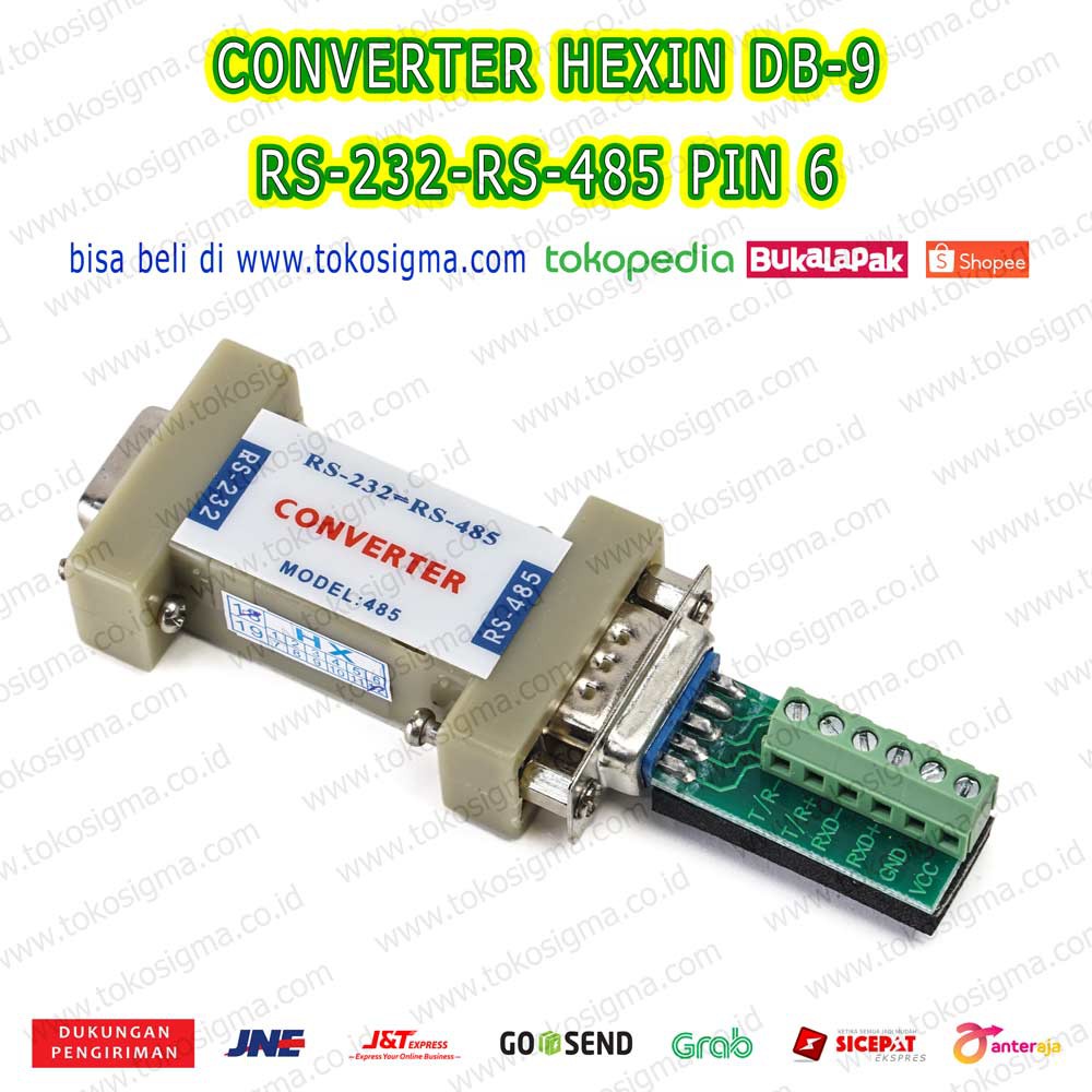 CONVERTER RS-232 TO RS-485 PIN 6 HEXIN HXSP-485A DATA COM SERIAL DB-9