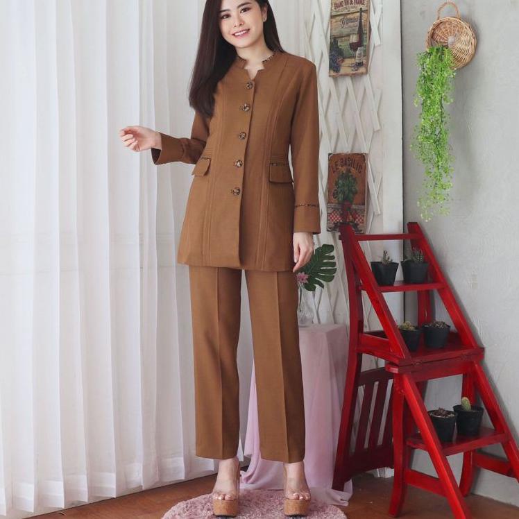 Model Baru.. Baju Seragam PNS Wanita Khaki Tua Baju Pdh Guru Coklat Tua Baju Kheki Wanita PNS Seraga