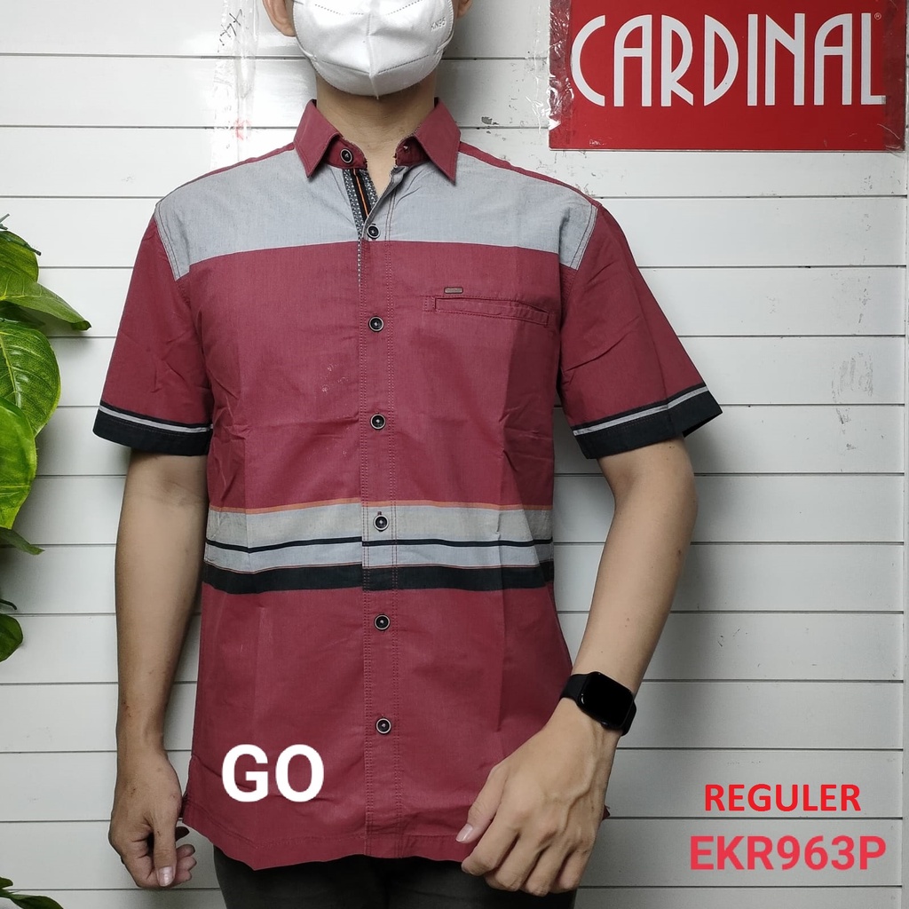 gof CRR CARDINAL KEMEJA CASUAL Hem Pria Baju Cowok Pakaian Pria Lengan Pendek