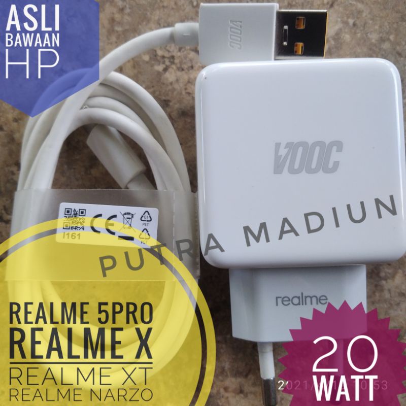 Charger Original Ori Asli cabutan Copotan bawaan HP Realme 5 pro Realme XT Realme X Narzo vooc 20wat