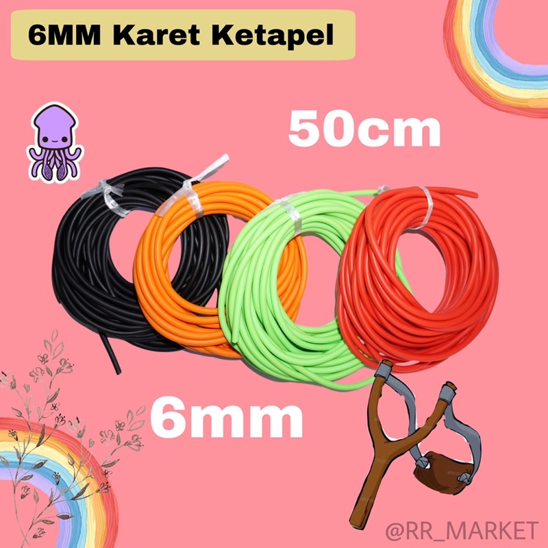 6mm Karet Ketapel Ikan Tali Ketapel Slingshot 50cm