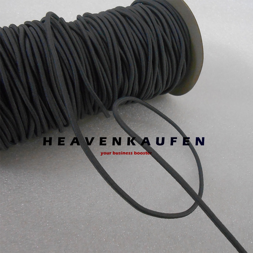 Tali Karet Elastis Elastic Molor Melar Bulat 3 mm Warna Abu Gelap Meteran