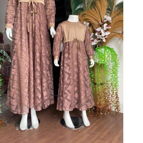 [LR14]baju gamis Tulle/gamis ibu dan anak/gamis Couple ibu dan anak/gamis pesta/gamis kondangan-Pali
