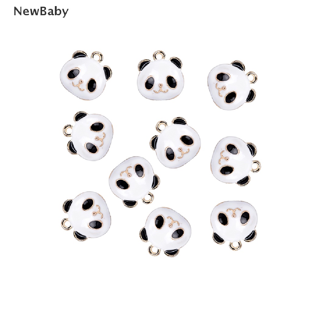 10pcs / Set Liontin Enamel Bentuk Panda Bahan Alloy Untuk DIY Perhiasan / Hadiah Charms