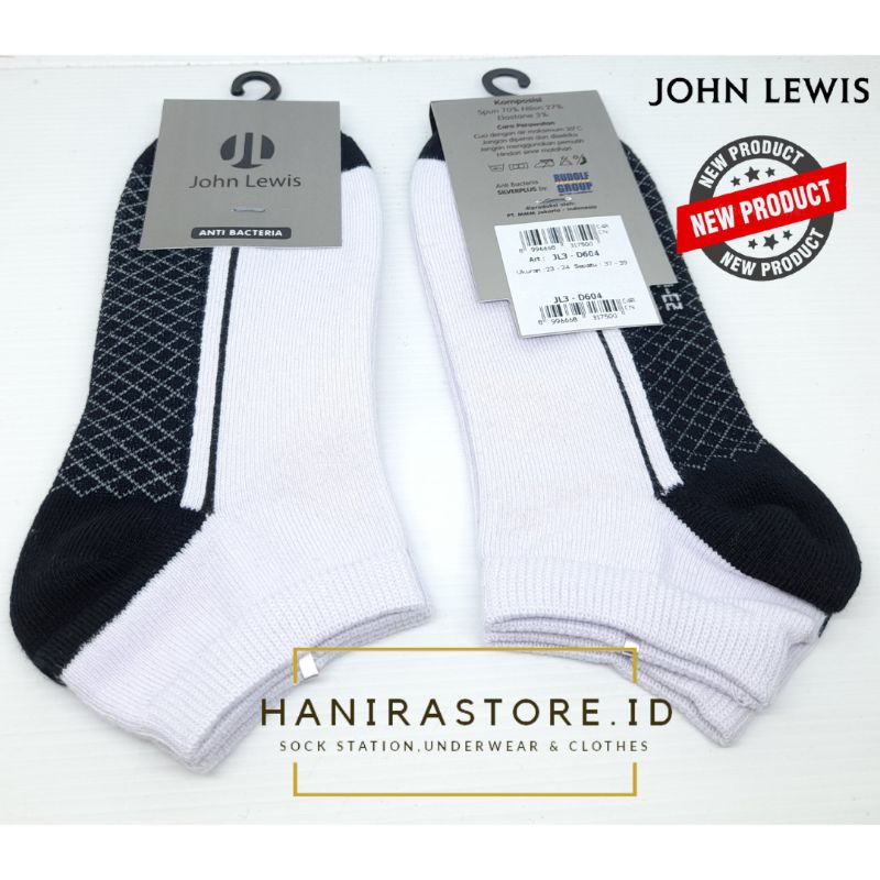 John Lewis School  - Sneaker Socks - Kaos Kaki Sekolah Anak Semata kaki - Anti Bacteri - Tapak Hitam