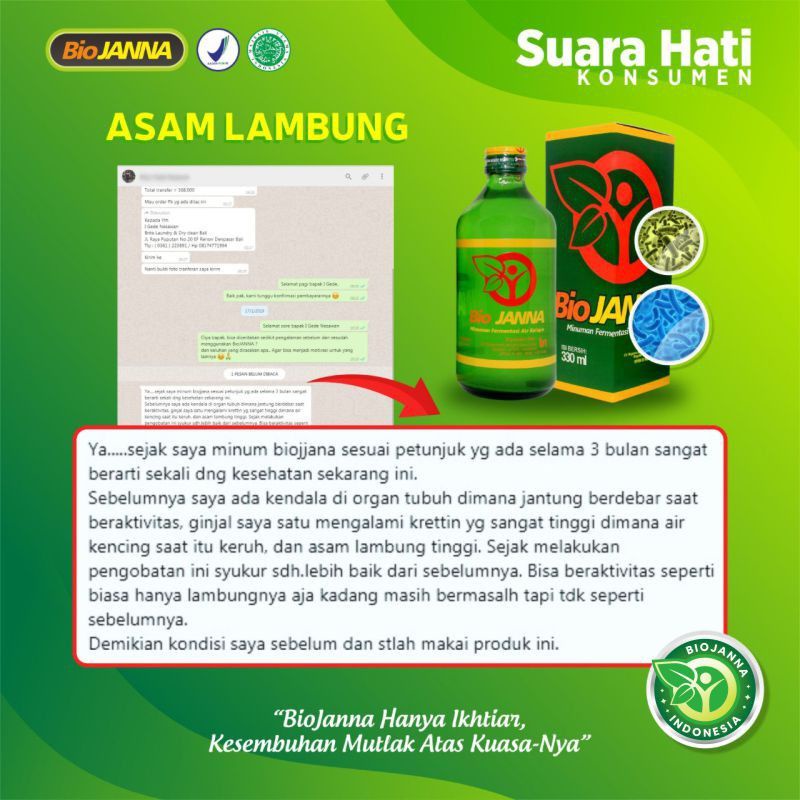 BIOJANNA 300ml Minuman Fermentasi Air Kelapa Asam Laktat ASLI 300 ml