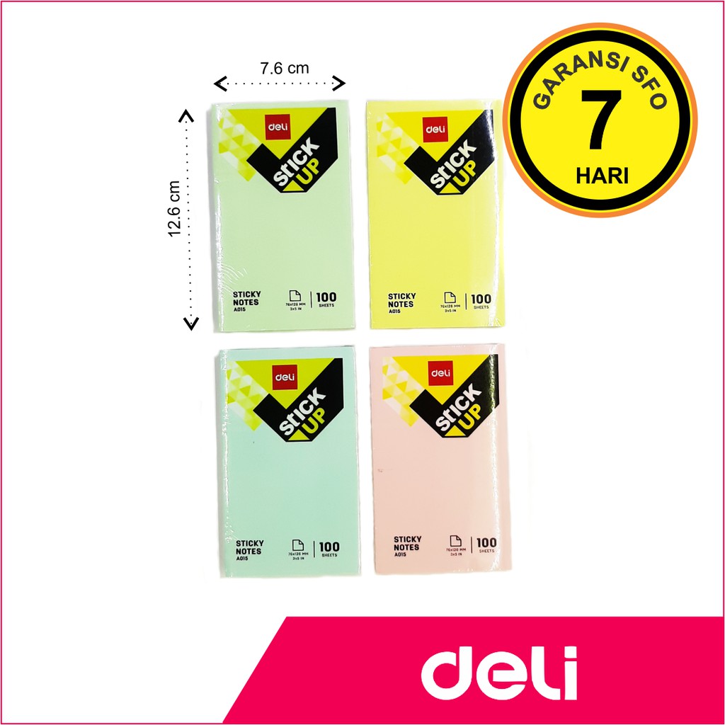 

Sticky Notes Deli 76mm x 126mm Pastel - A015