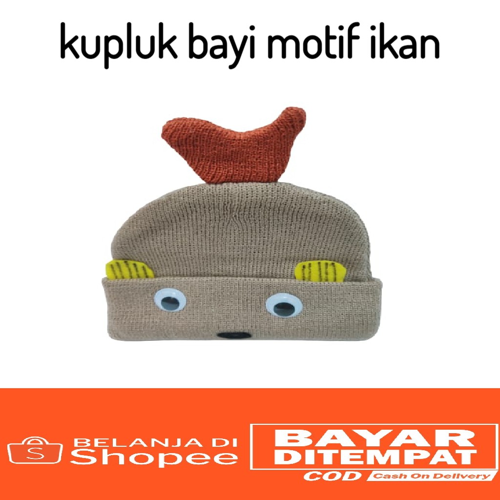 kupluk bayi motif ikan lucu imut baby hat rajut_PURANGSAKATO SHOP
