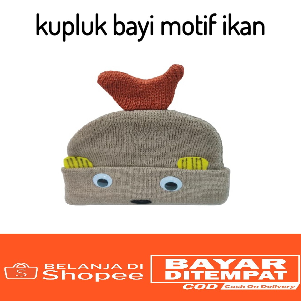 kupluk bayi motif ikan lucu imut baby hat rajut_PURANGSAKATO SHOP