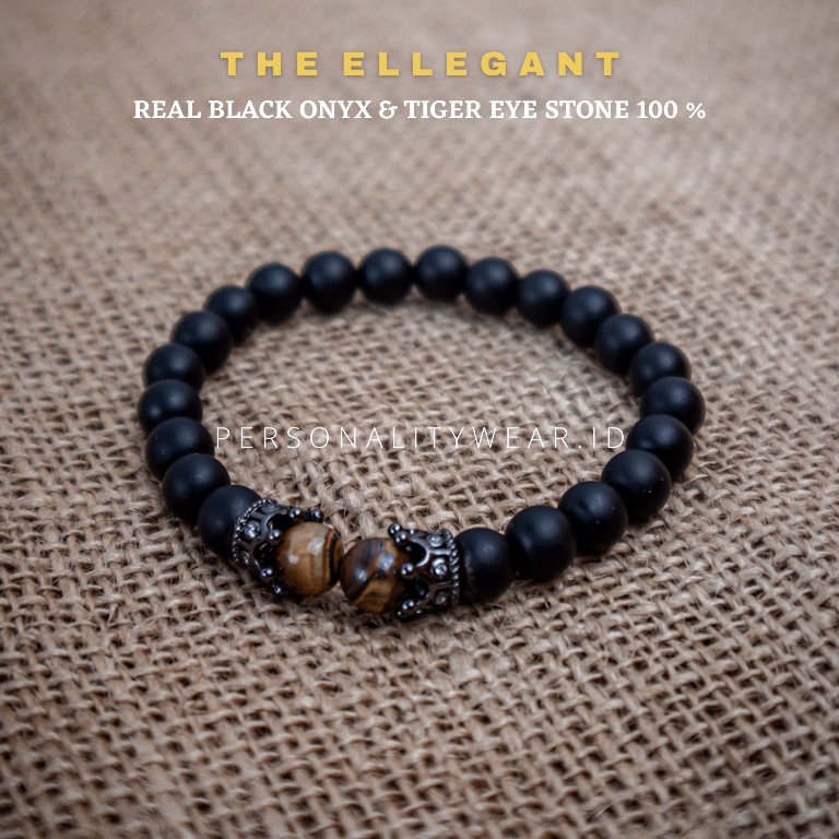 Gelang Tangan Pria Wanita Cowok Cewek Batu Kristal Hitam Black Onyx Tiger Eye Ori ASLI Keren cantik Simple Terbaru