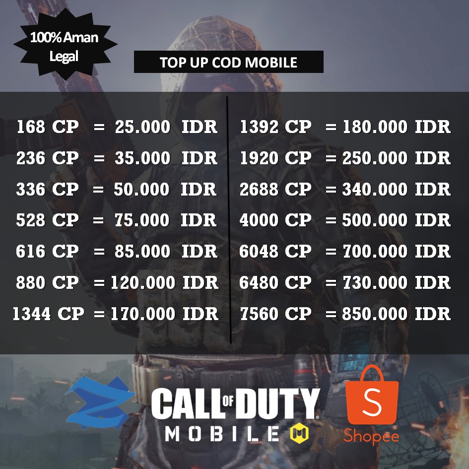 TOP UP CALL OF DUTY MOBILE - GARENA COD MOBILE - 