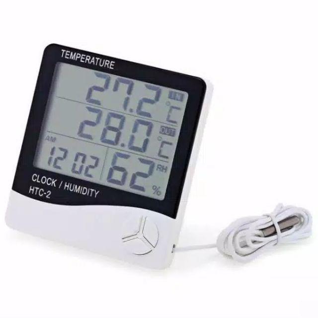 Htc-2 Jam Meja Digital Termometer Temperatur Humidity Clock Alarm Calender Suhu Ruangan