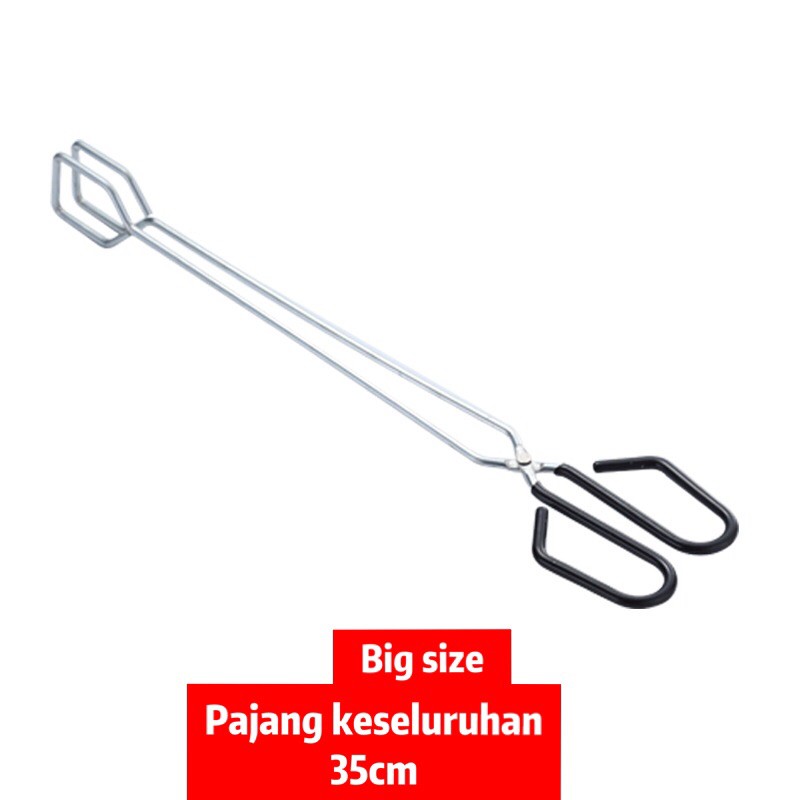 alat penjepit arang BBQ bahan stainless steel jepitan arang