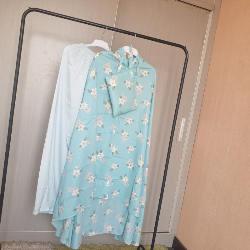 Mukena Anak Motif Bunga-bunga | Mukena Anak Resleting Dagu | Mukena Anak 2in1