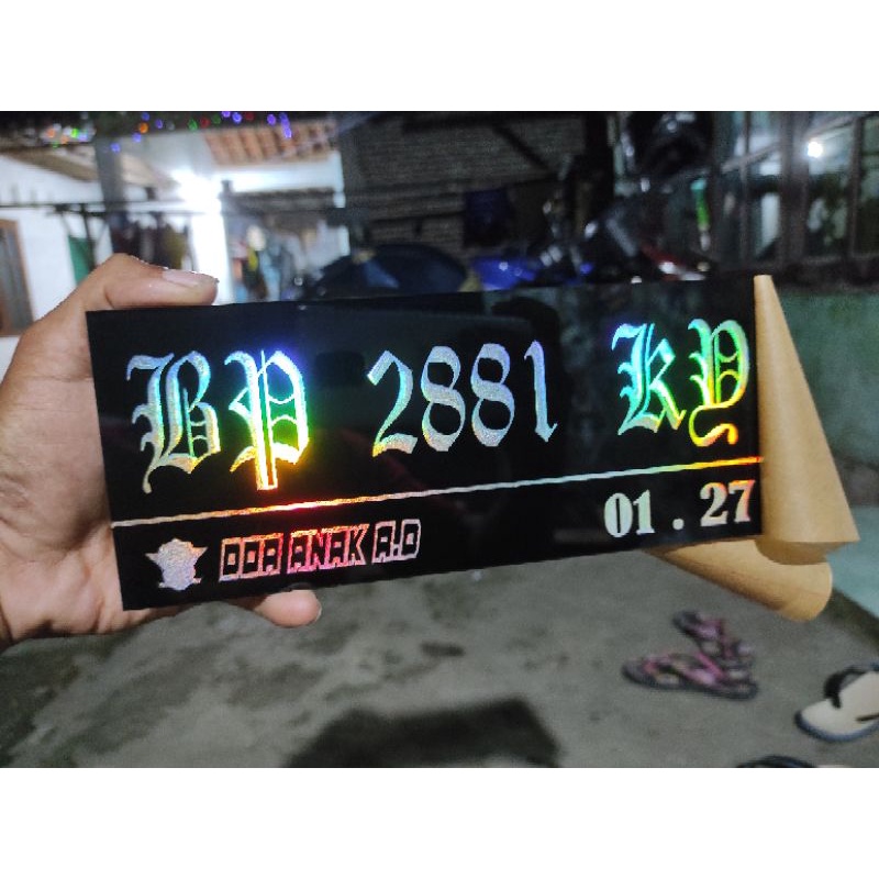 Plat nomor akrilik + hologram custom ( satu )