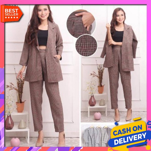 Blazer Kekinian Kasual Jas Kantor Premium Berkualitas Set Wanita Jas K Fortuna Fashion One Set Bla